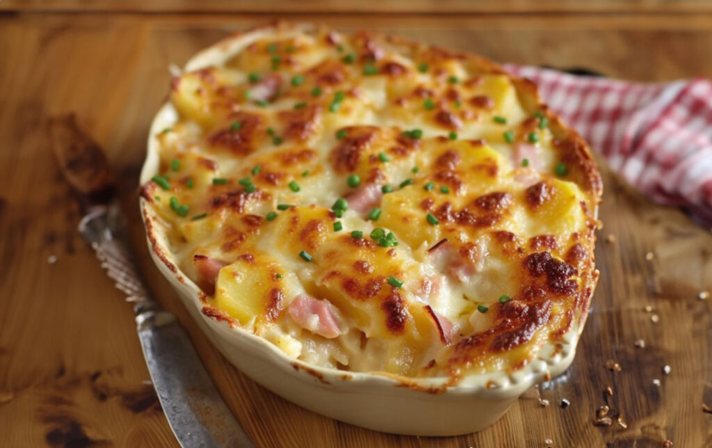 Gratin Gourmand de Chou-Fleur et Pommes de Terre au Fromage et Jambon