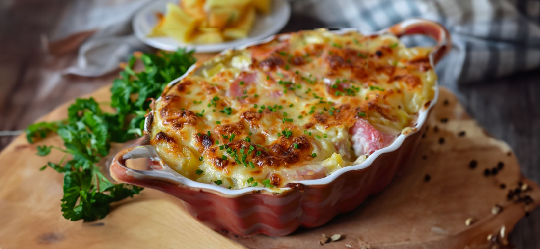 Gratin de Chou-Fleur, Pommes de Terre, Fromage et Jambon – Cuisine