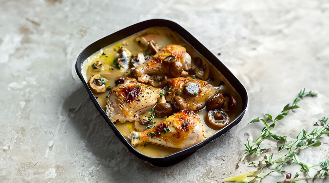 Poulet à la Moutarde et aux Champignons – Cuisine