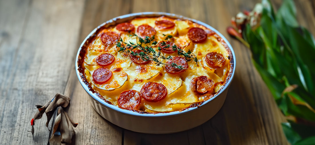 Gratin de Pommes de Terre, Chorizo et Béchamel à la Tomate – Cuisine