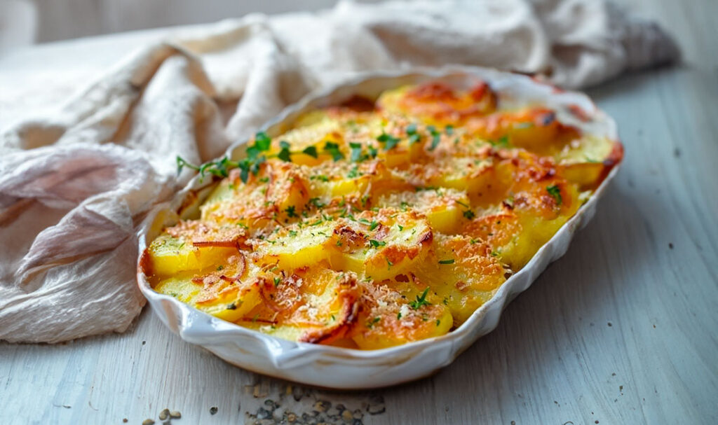Gratin de Courgettes, Pommes de Terre et Oignons au Parmesan – Cuisine